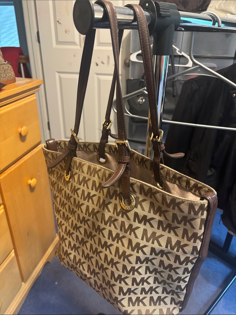 Michael Kors Brown/Beige MK Logo Tote